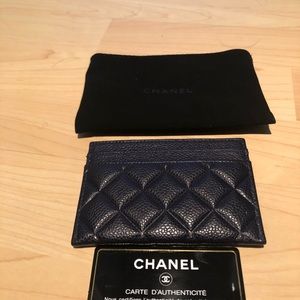CHANEL caviar leather card case